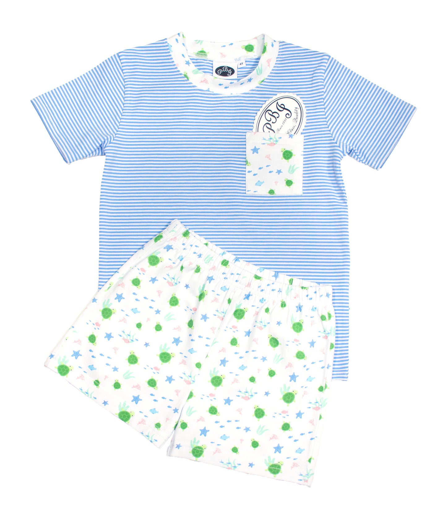 Cobalt stripes/ Turtles Pocket Shirt