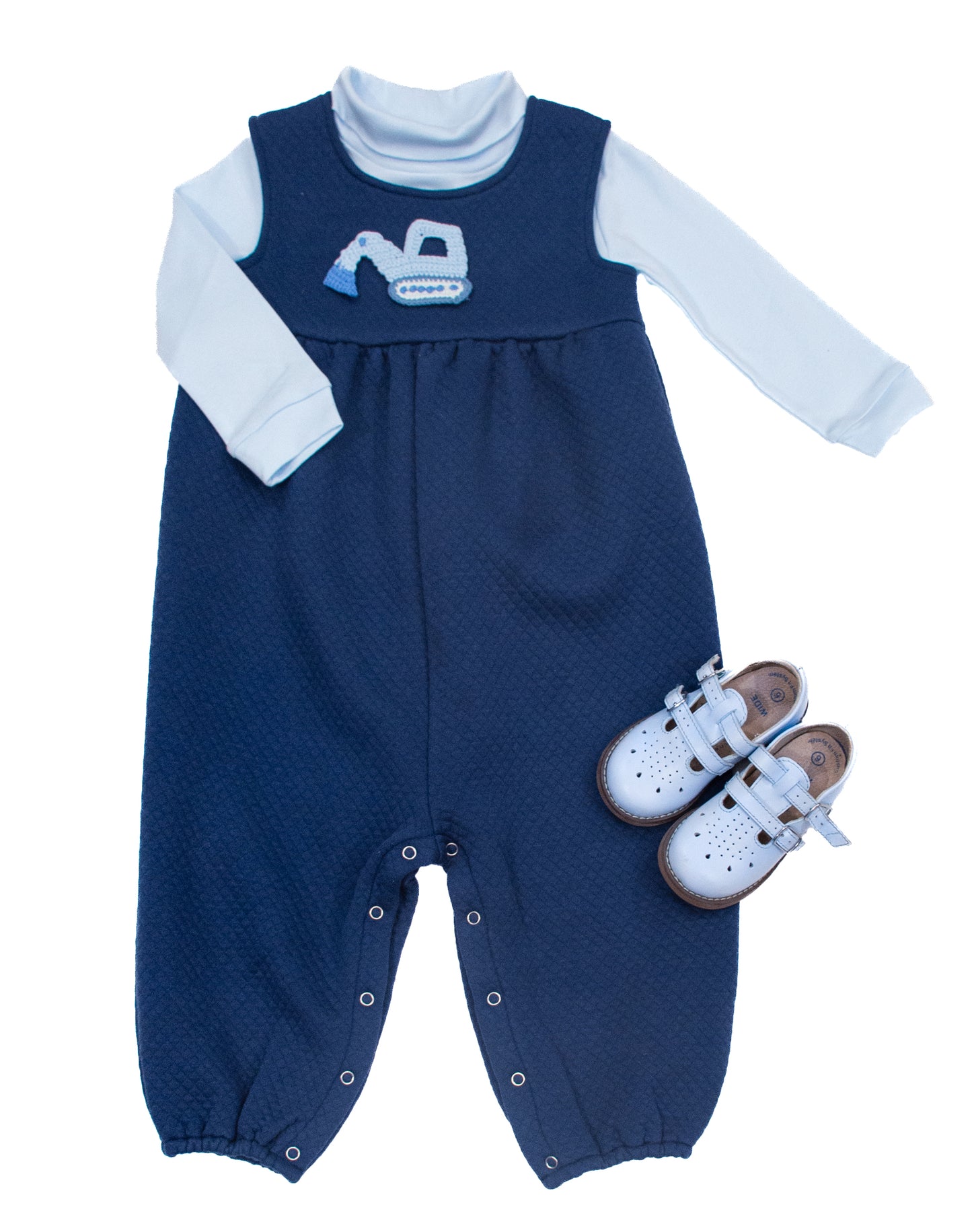 Quilted Navy long Romper - PREORDER