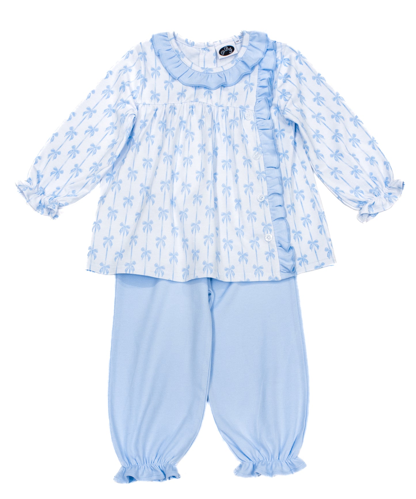 Side Ruffle Tunic Blue Bows
