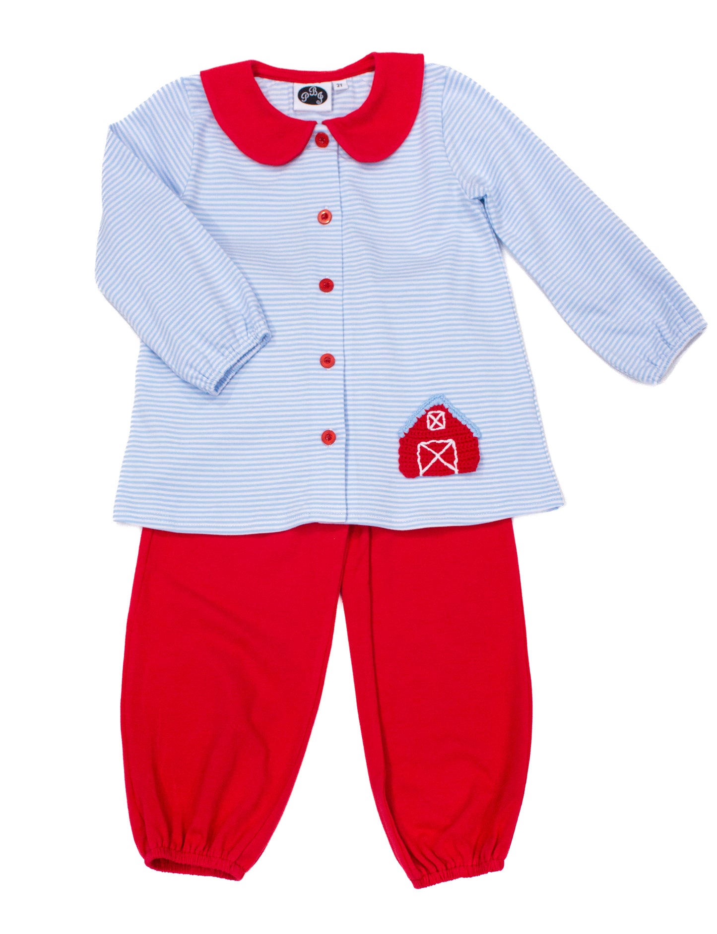 Alex top Blue stripes w/ Red