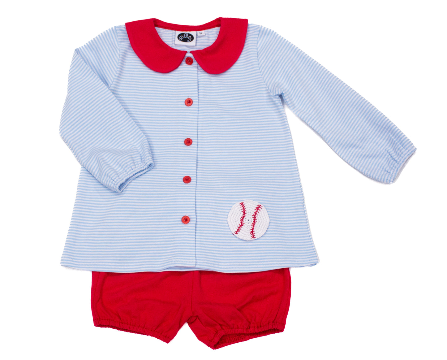 Alex top Blue stripes w/ Red