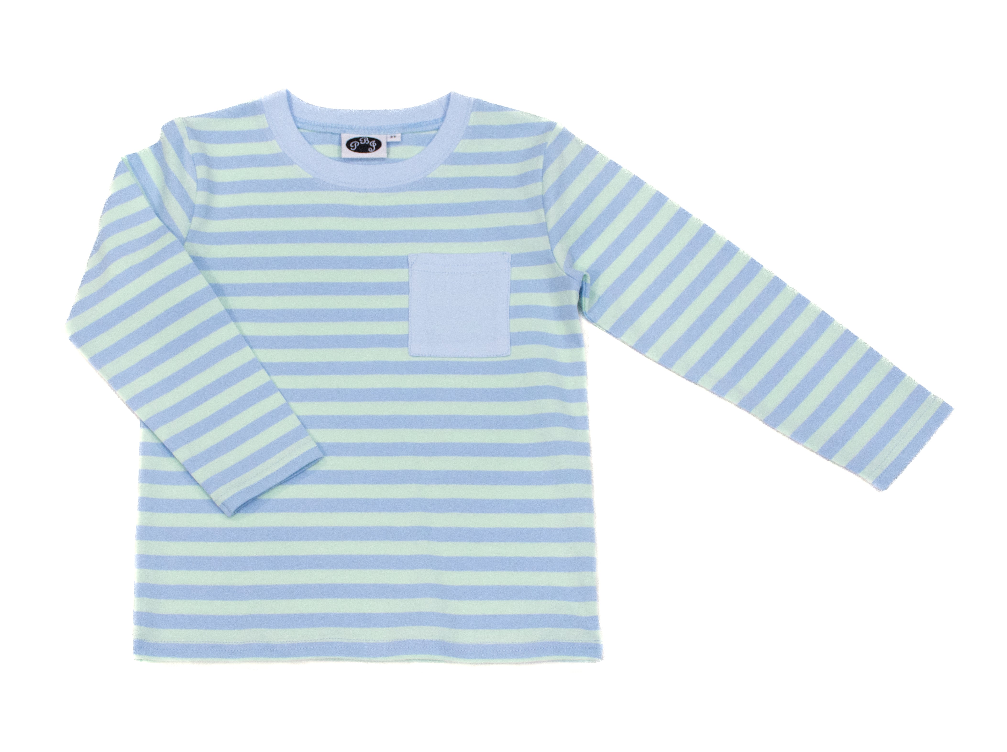 ls striped tee w/pocket