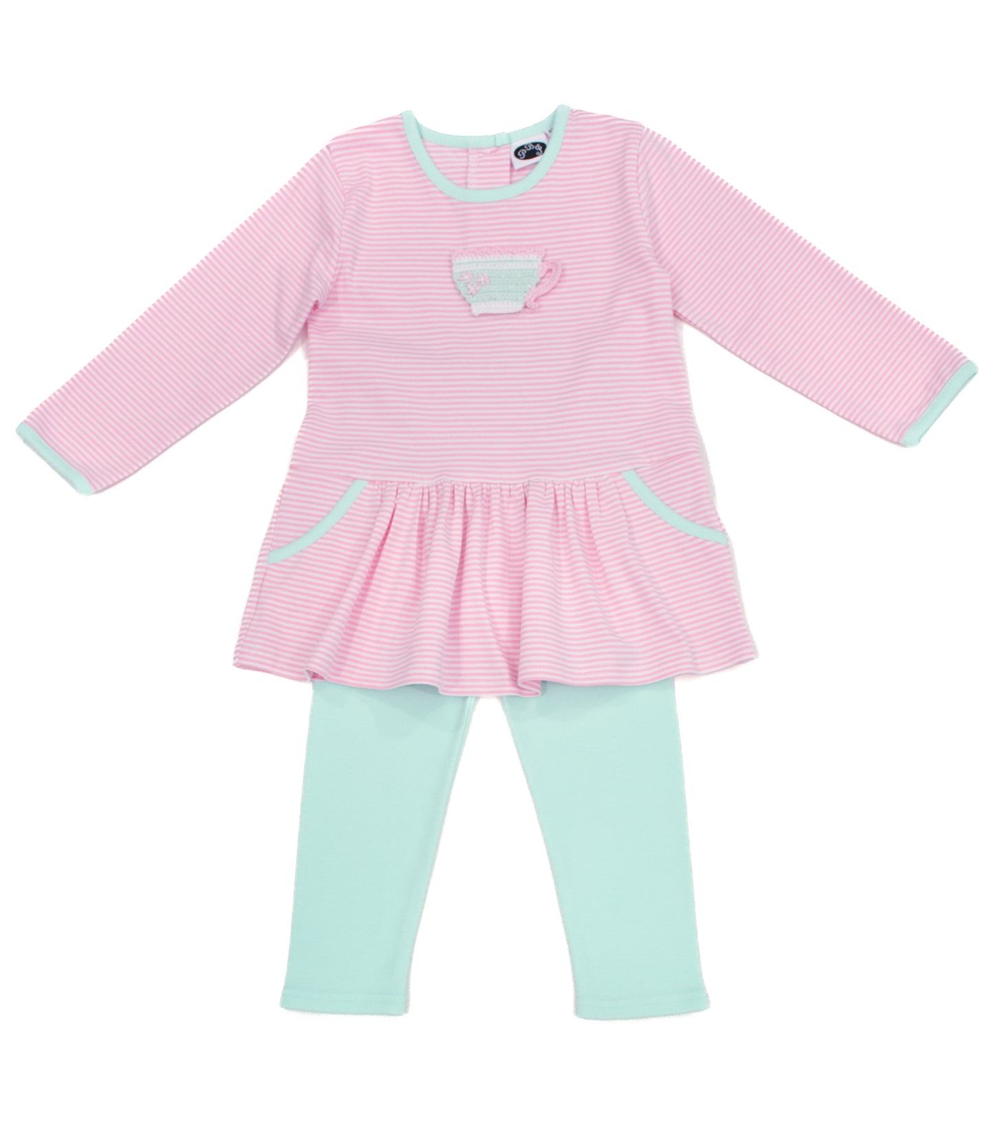 LS Blair Top Pink Stripes with Solid Mint