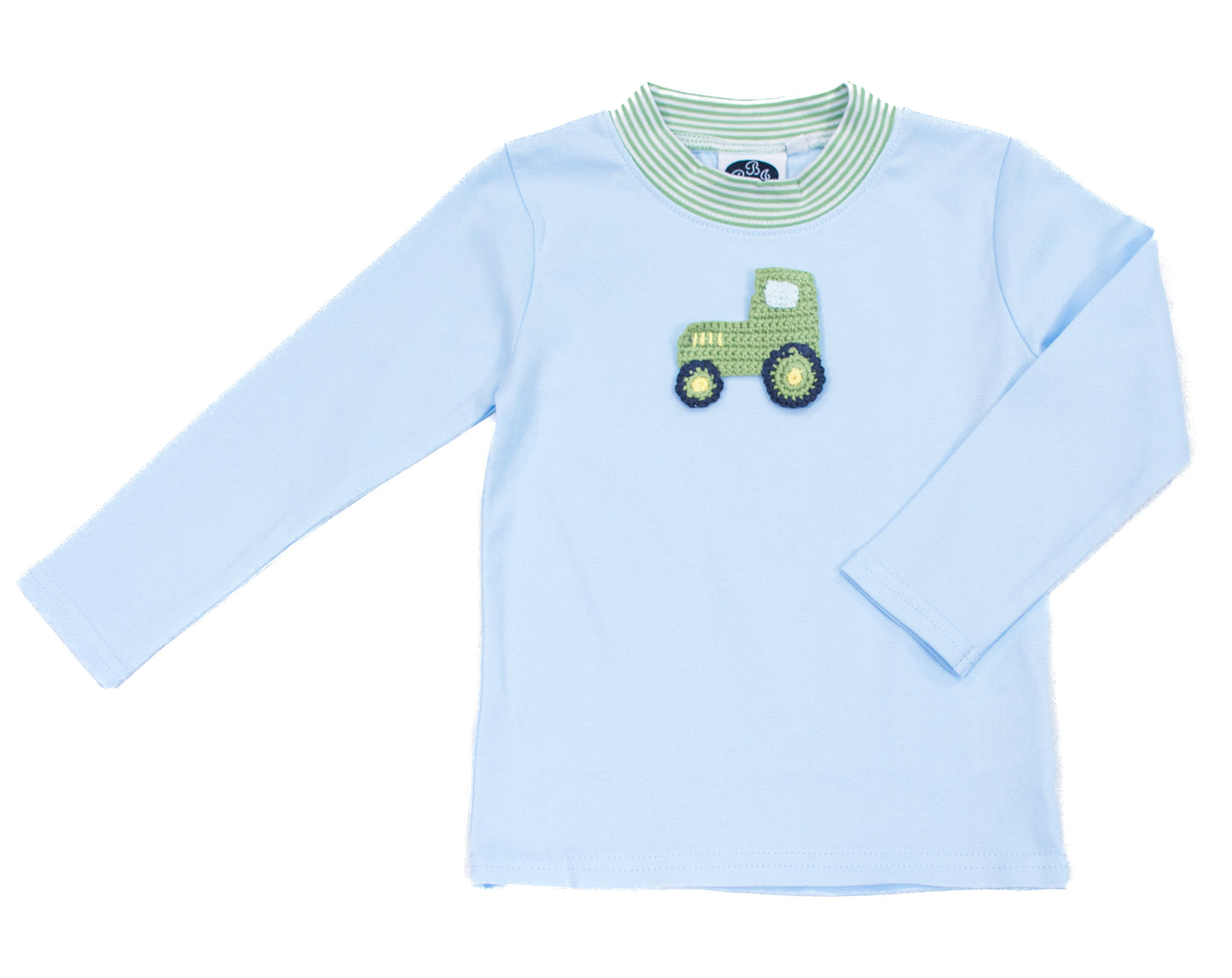 Blue crewneck w/ sage stripe
