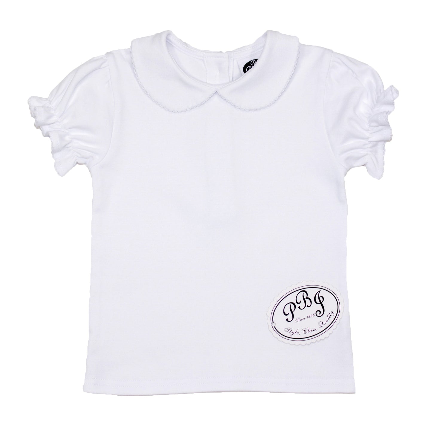 Girl Collared blouse w/ Color picot