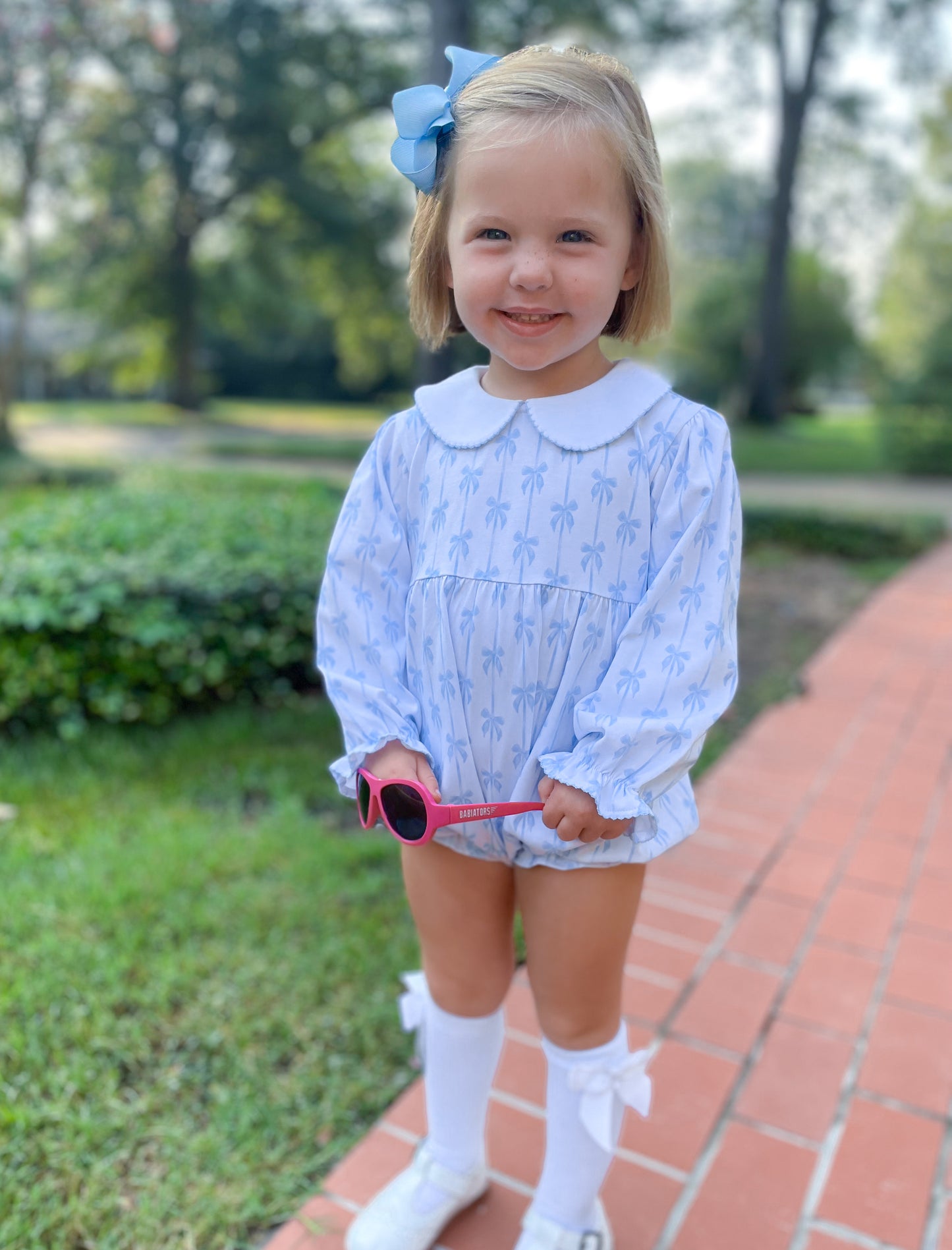 Side Ruffle Tunic Blue Bows