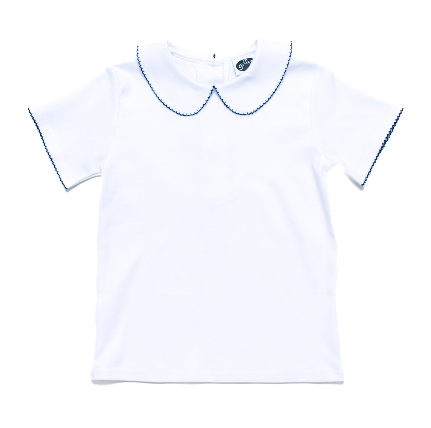 Navy Picot trim boy SS shirt