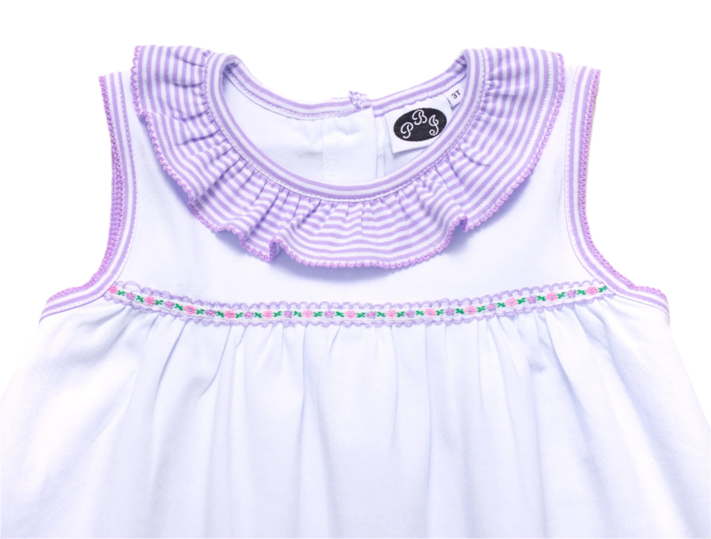 White/ Lilac stripes Lilly w/ ribbon