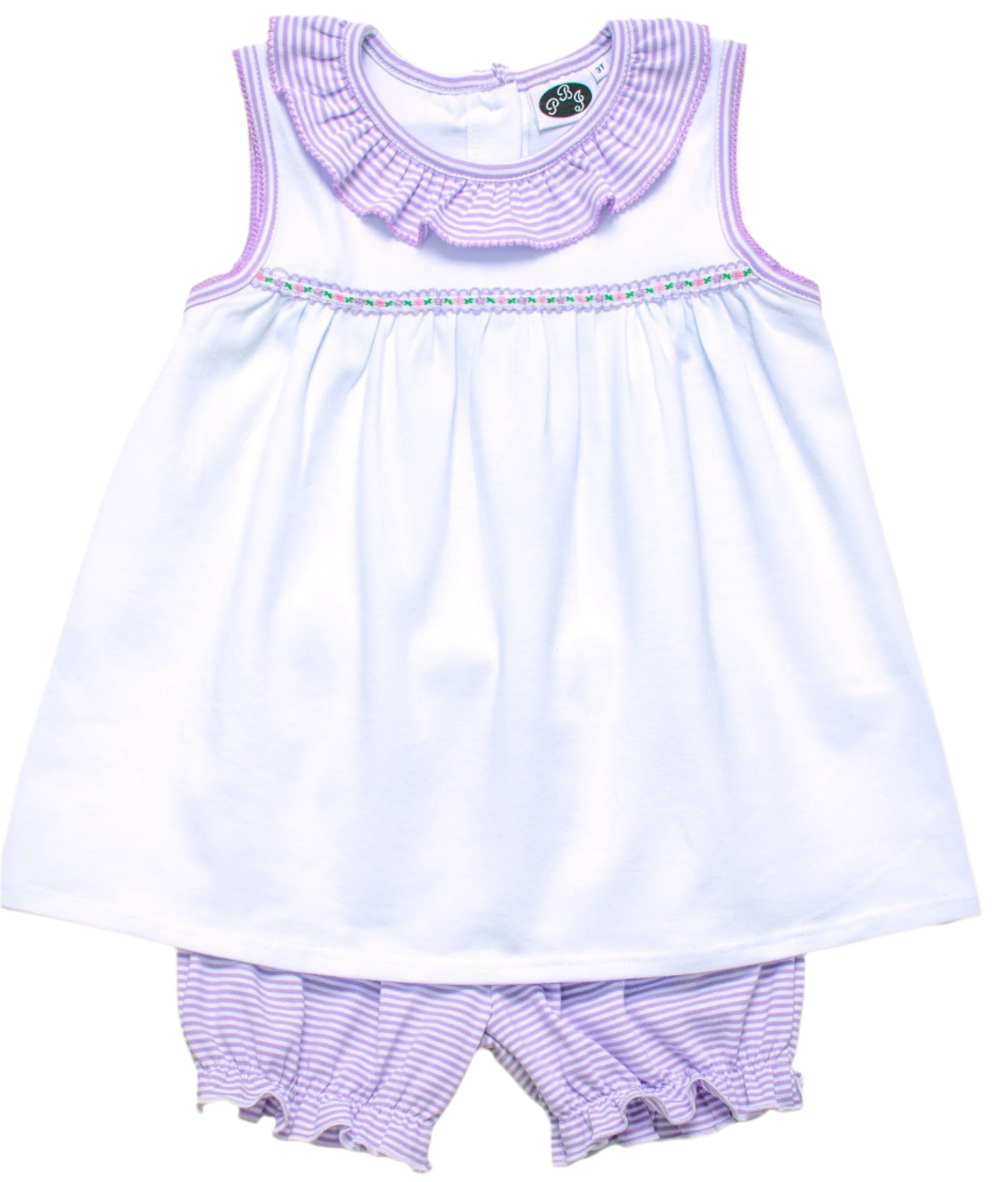 White/ Lilac stripes Lilly w/ ribbon