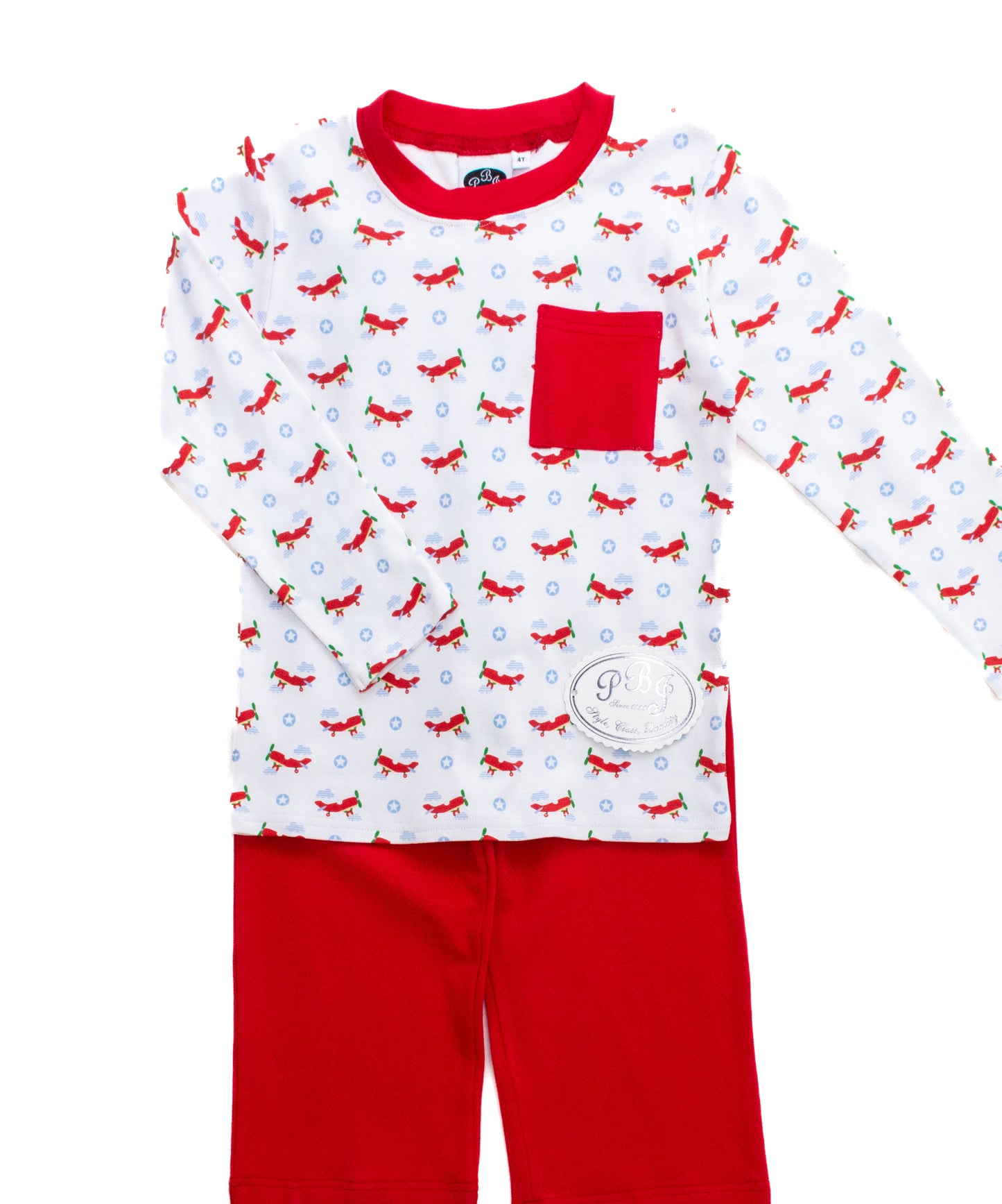 LS Pocket Shirt Airplanes with Red