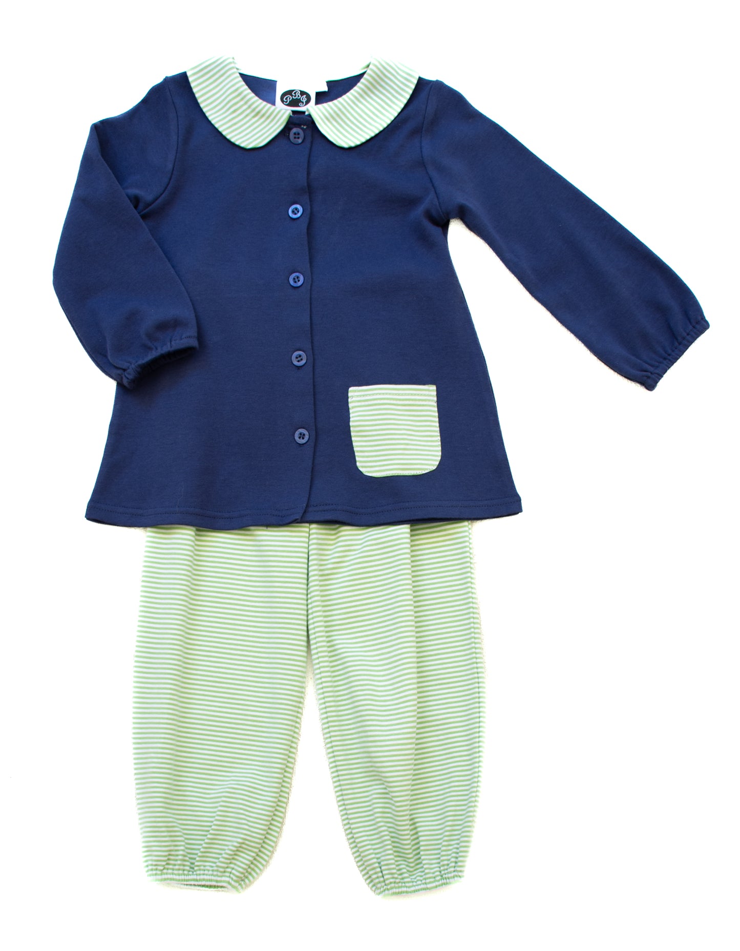 Alex Top Navy w/ Sage Stripe Pocket PREORDER