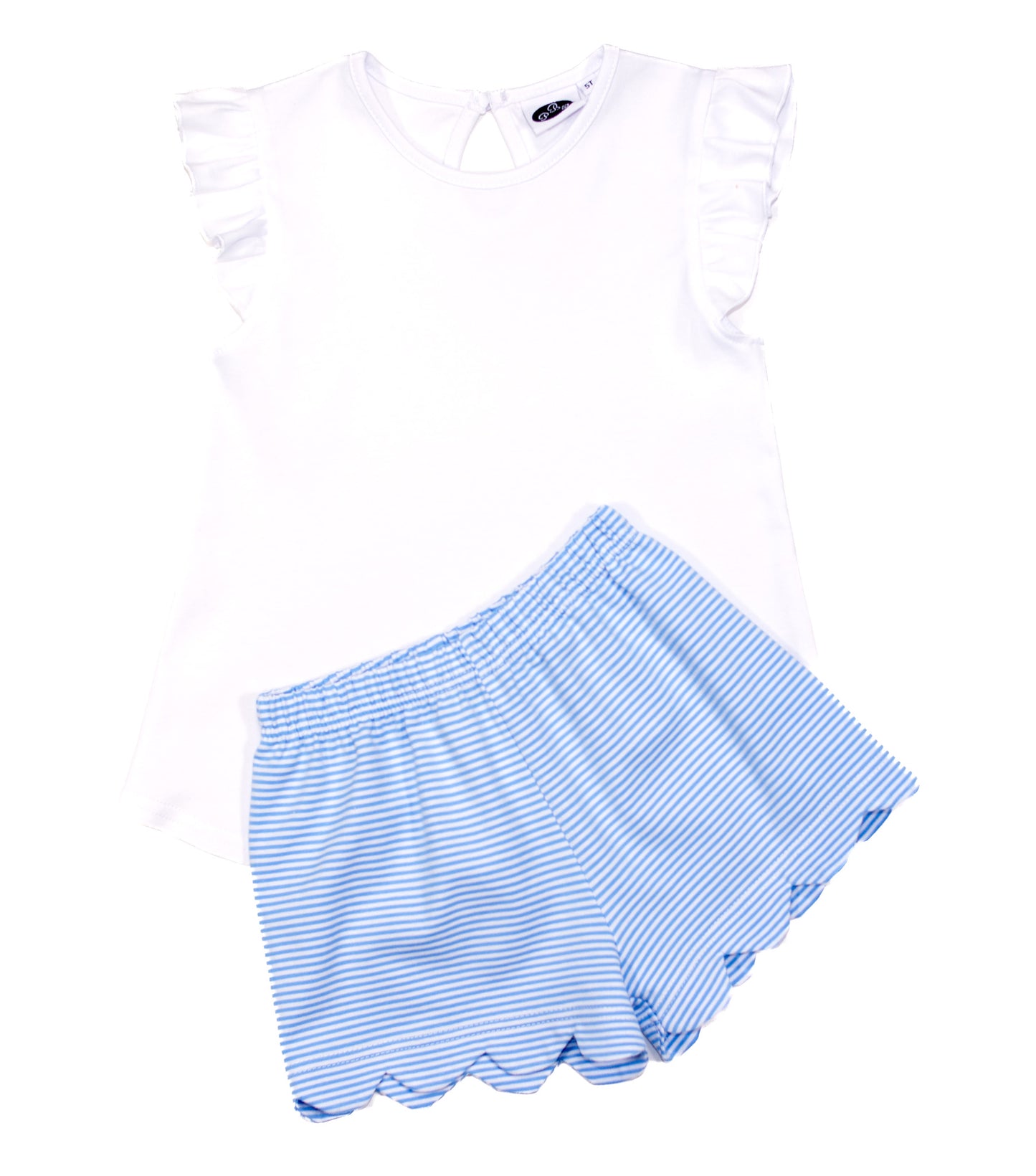 Scalloped Shorts Cobalt Stripes