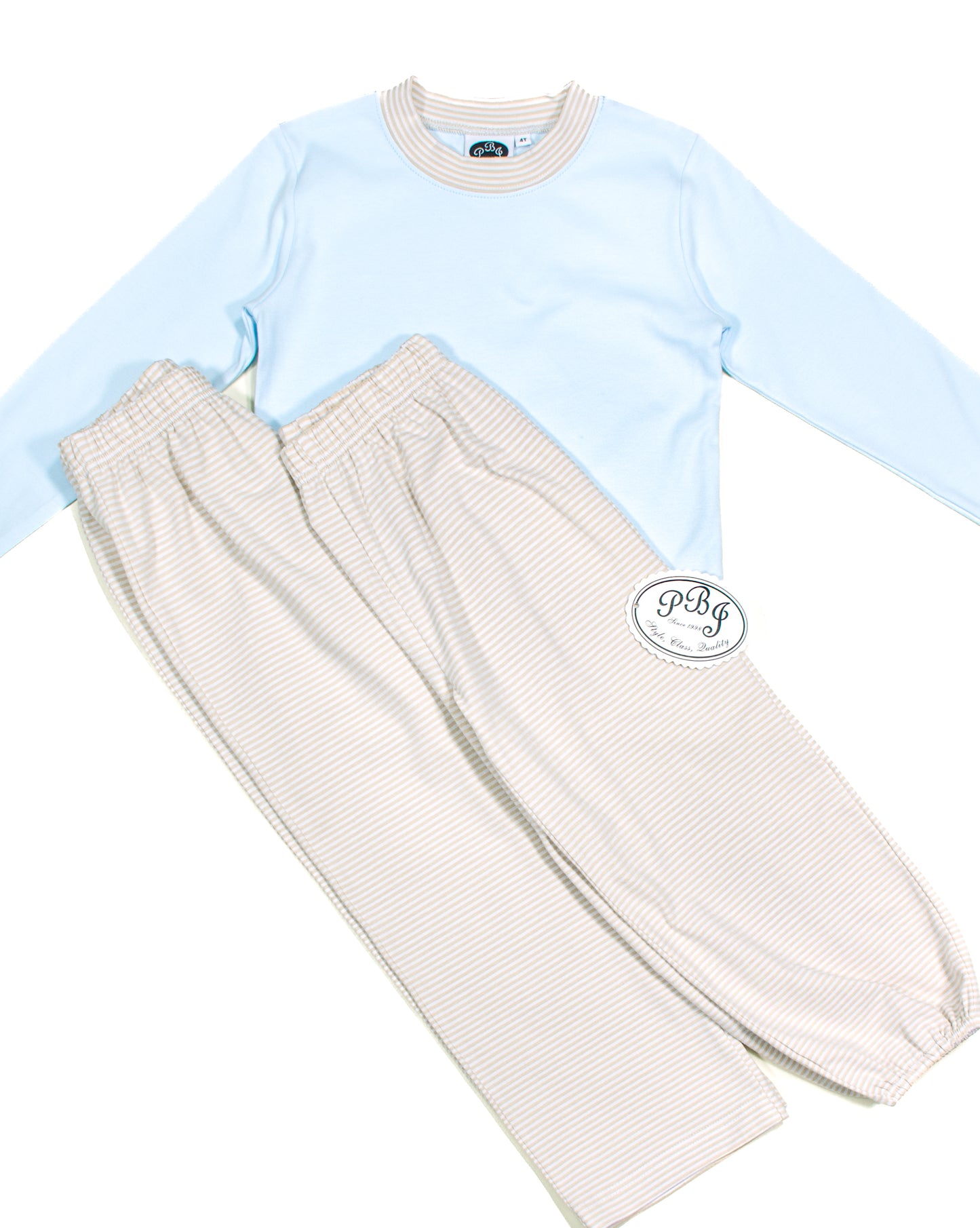 Blue/ Tan stripes crewneck top