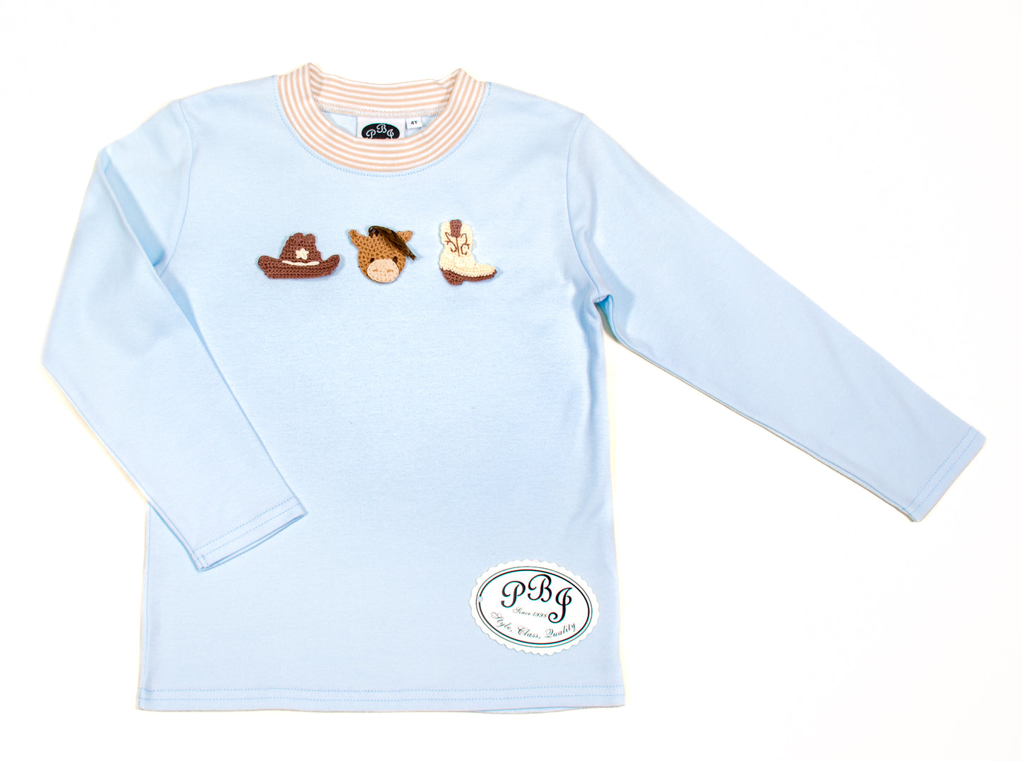 Blue/ Tan stripes crewneck top