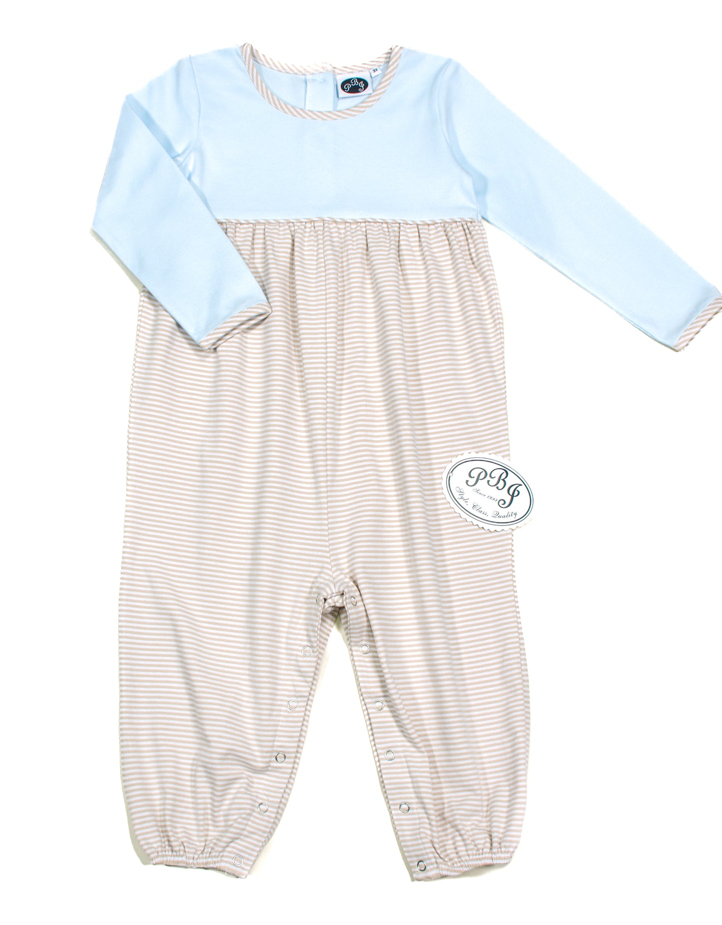 Blue/ Tan stripes long Noah bubble