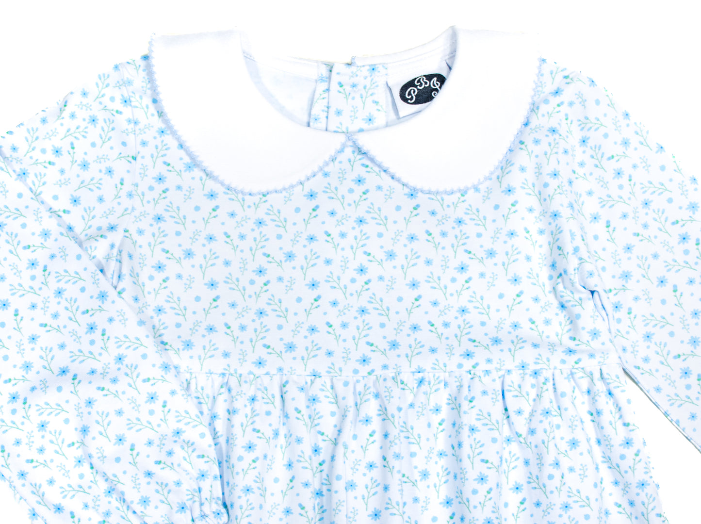 Blue Floral long Clara bubble