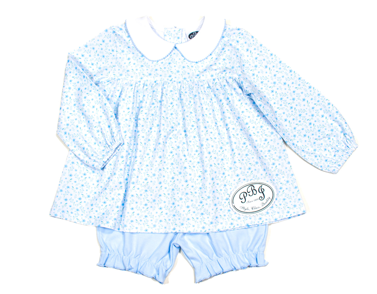 Blue Floral diaper top