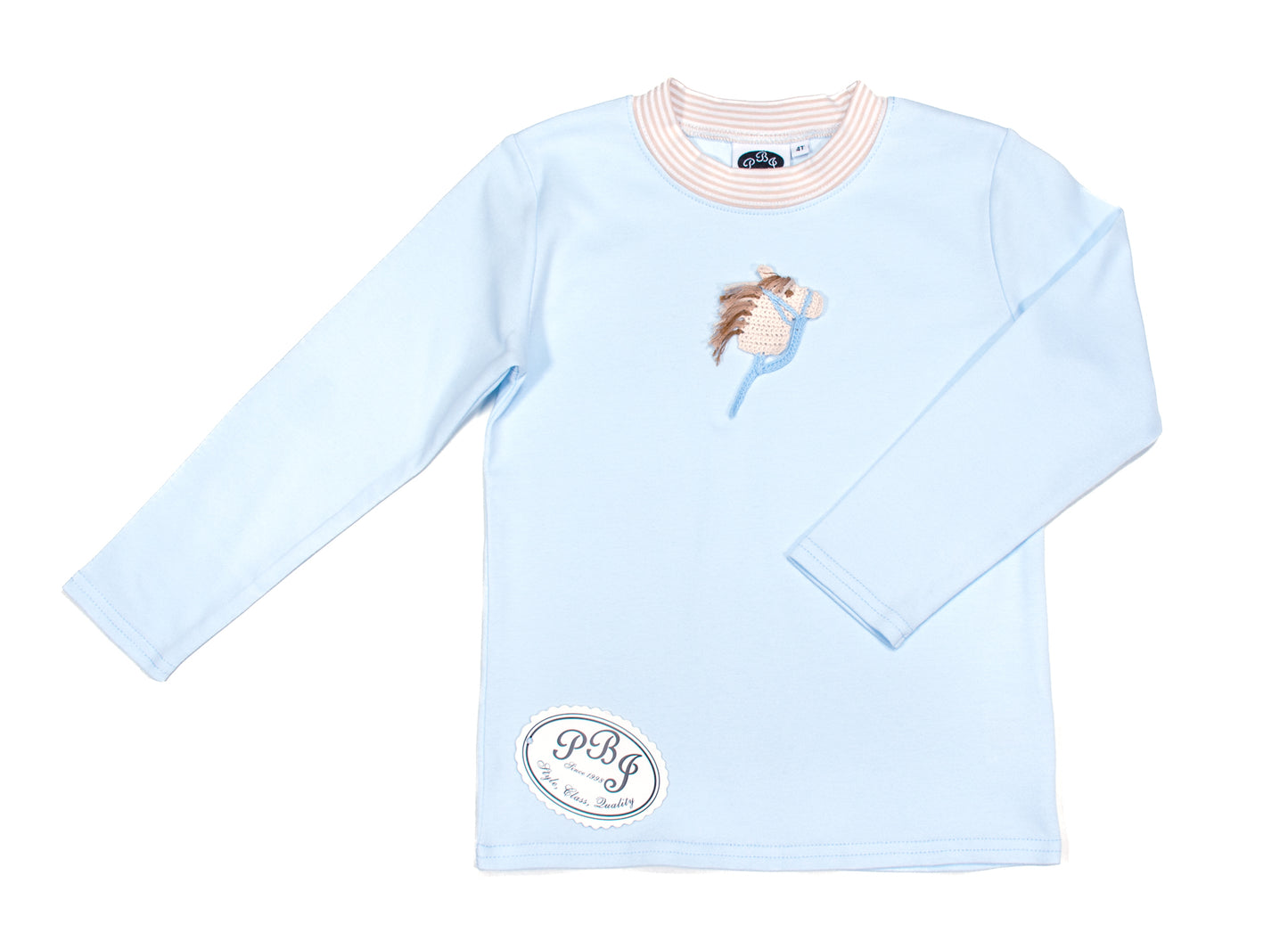 Blue/ Tan stripes crewneck top