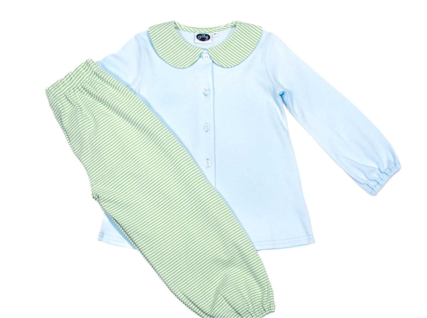 Solid Blue/ Sage stripes Alex top
