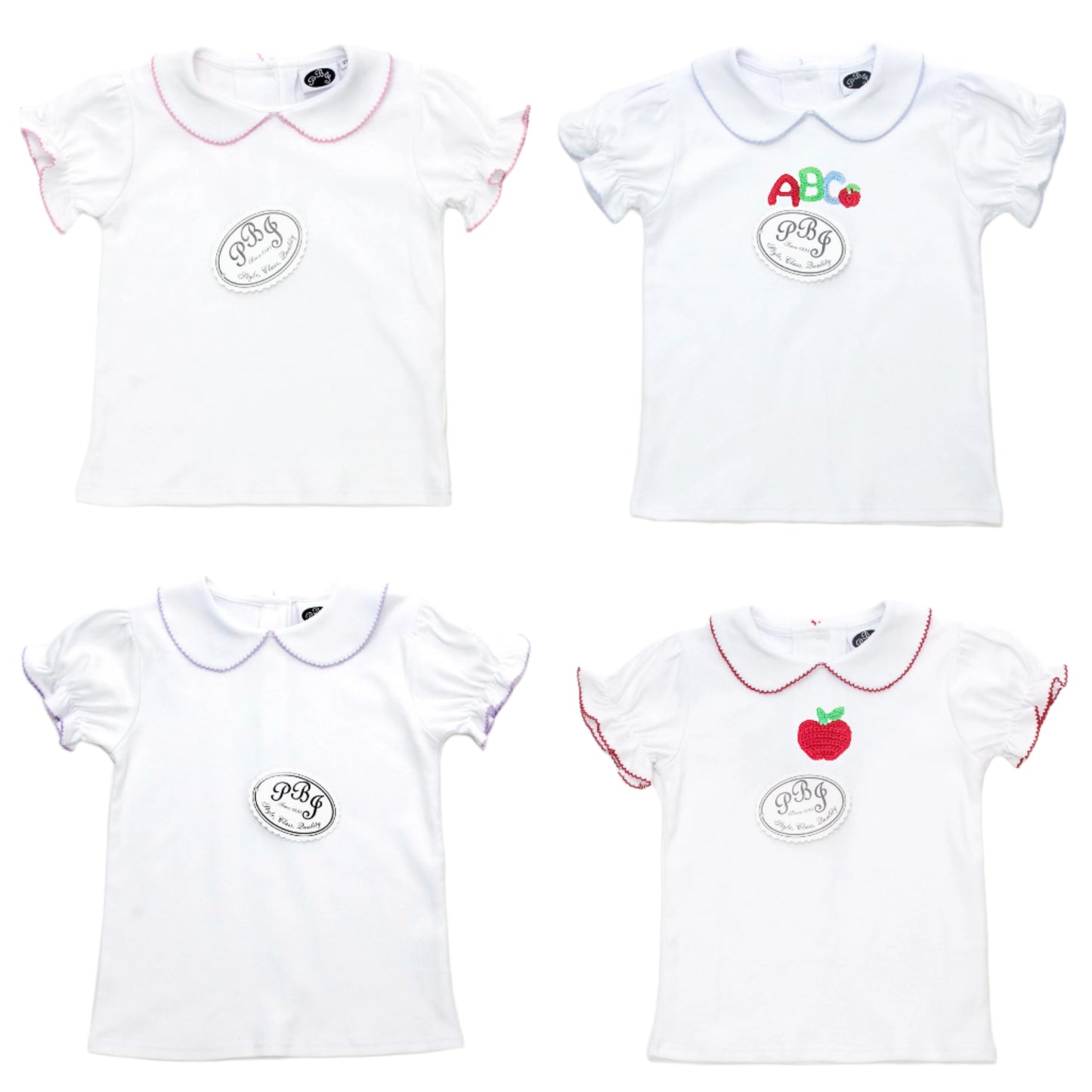 Girl Collared blouse w/ Color picot