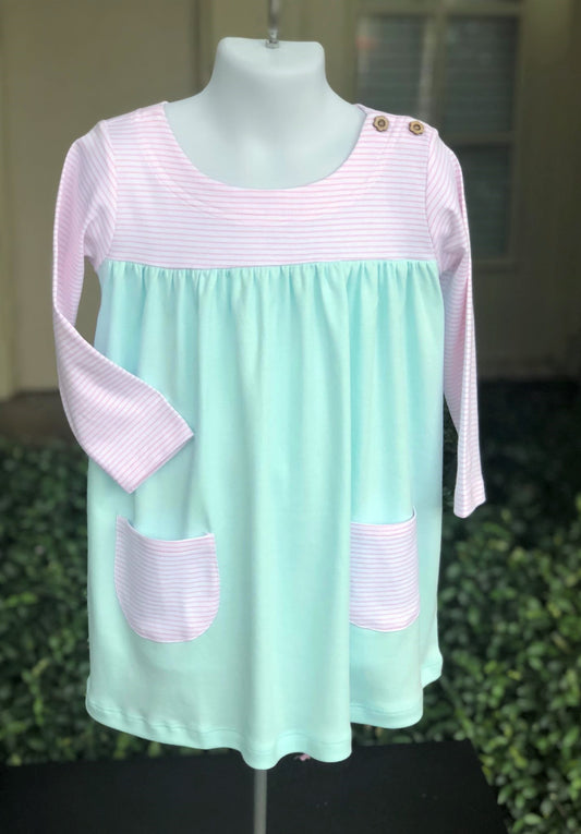 PIMA boatneck dress - pink/mint *