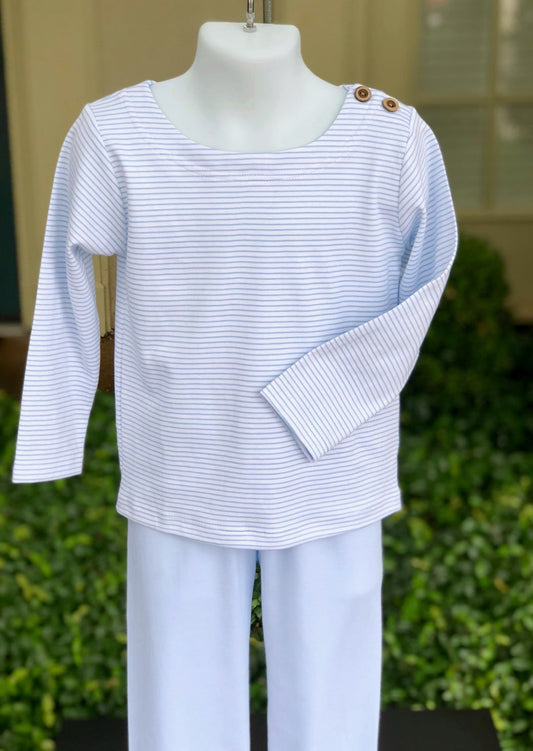 PIMA boatneck shirt blue stripe*