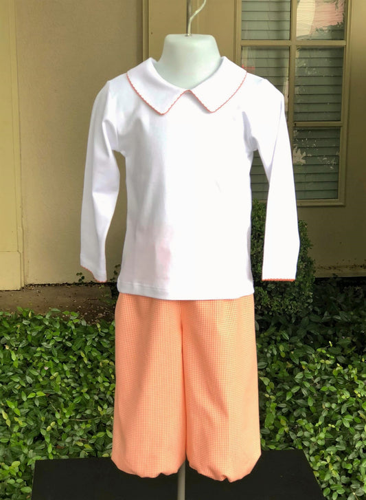 Pointed collar shirt with orange picot trim*