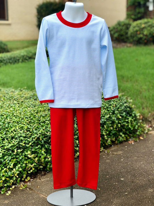 PIMA boy lounge set (blue stripes/ red)