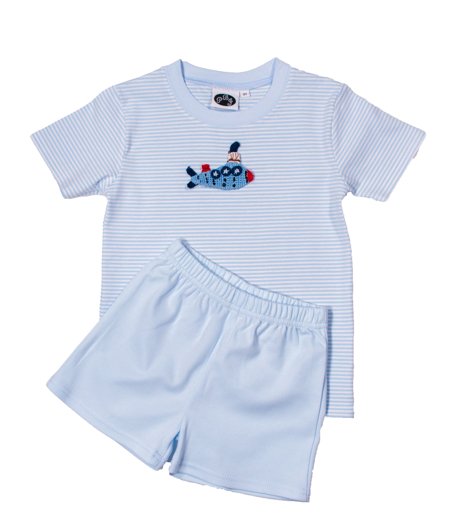 SS Crewneck Blue Stripes w/solid blue
