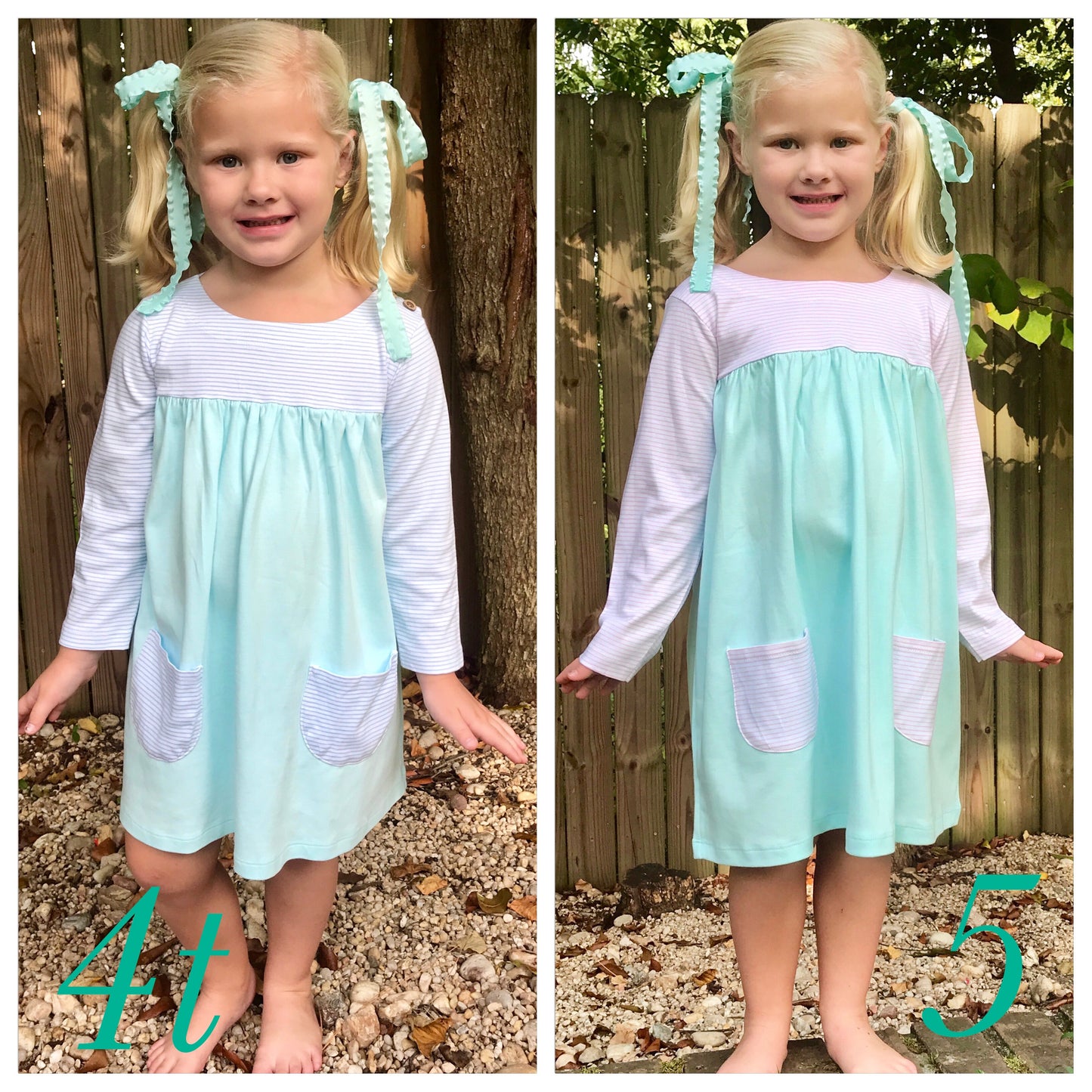 PIMA boatneck dress - blue/mint *