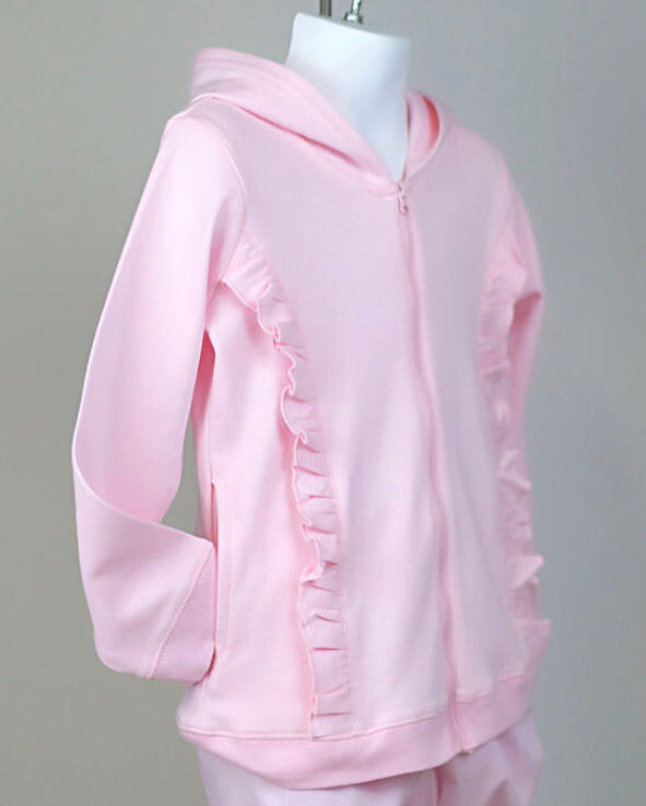 Pink ruffled hoodie jacket