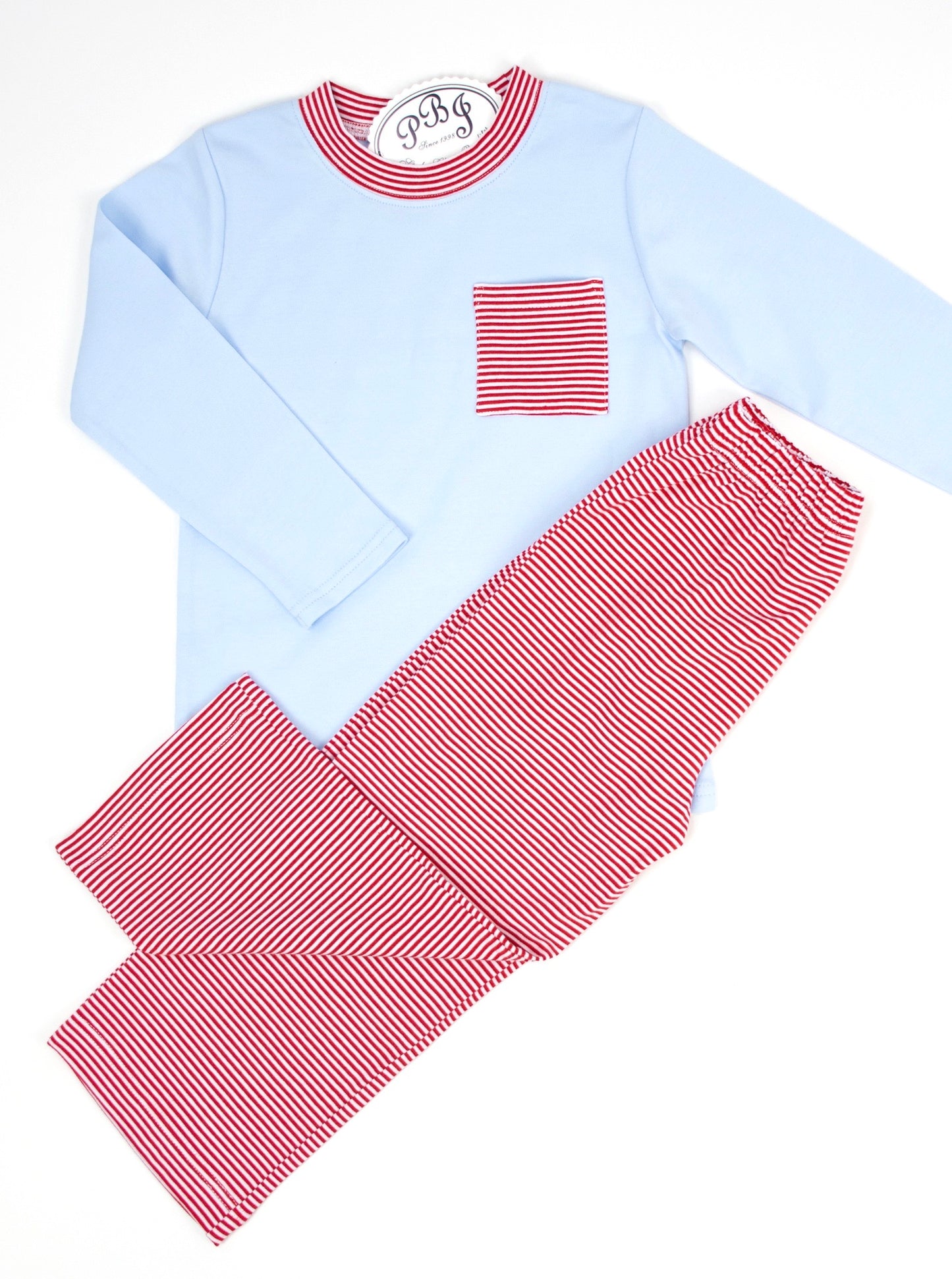 Blue Pocket shirt w/ red stripe