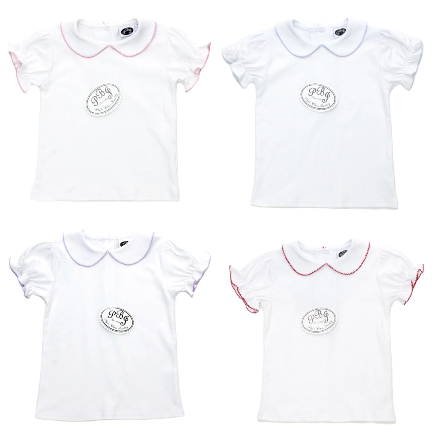 Girl Collared blouse w/ Color picot