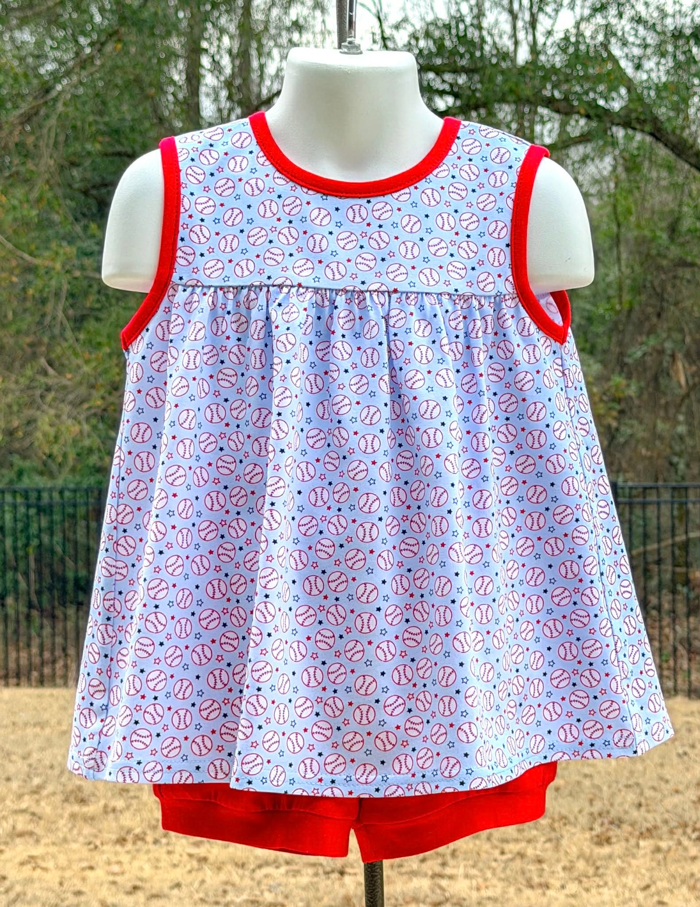 Red Baseball Sleeveless Noah Top