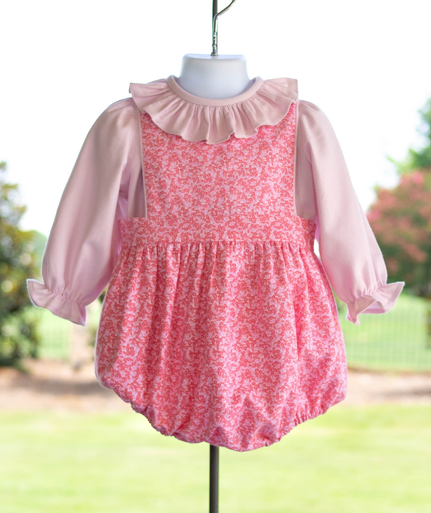 Pink floral Challis bubble/ Cashmere blouse 2T