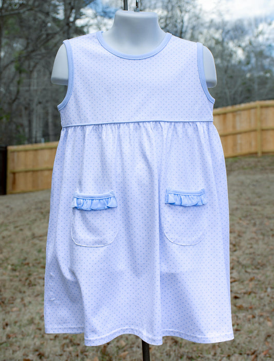 Blue Bitty Dot Lara Dress w/ pockets - PRE-SALE
