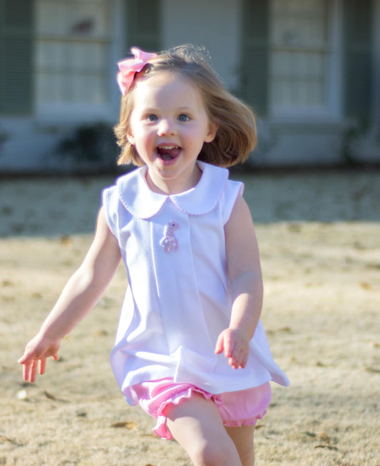 Reverse Pleat Top Pink picot