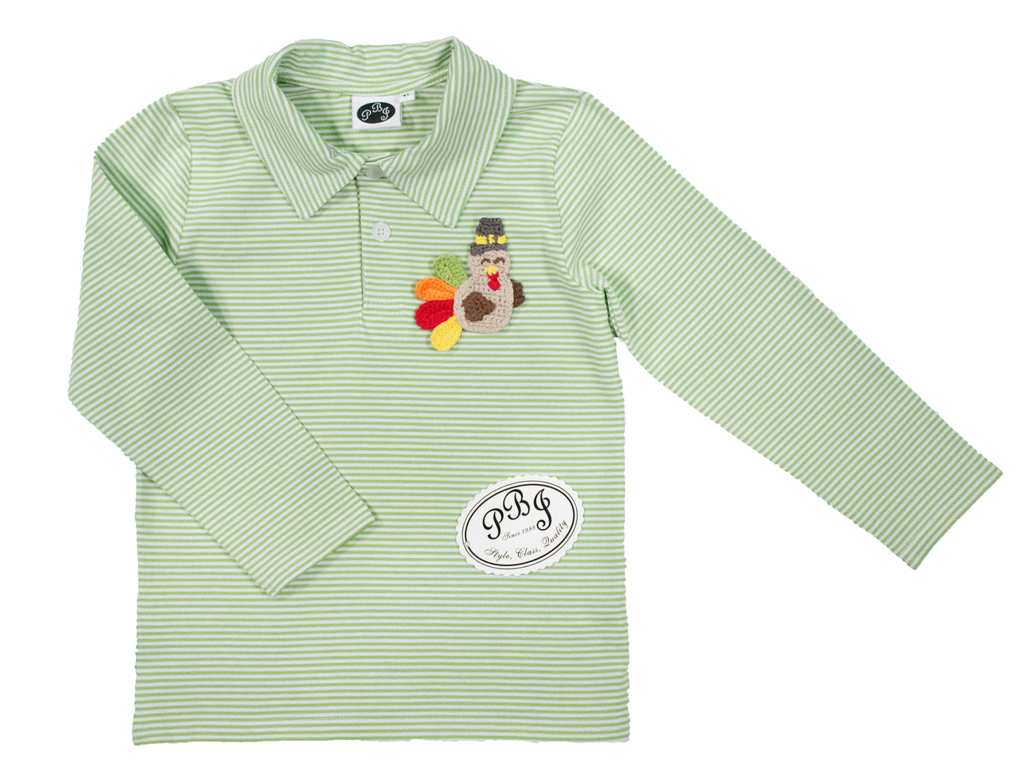 Sage stripes LS polo - PREORDERS*