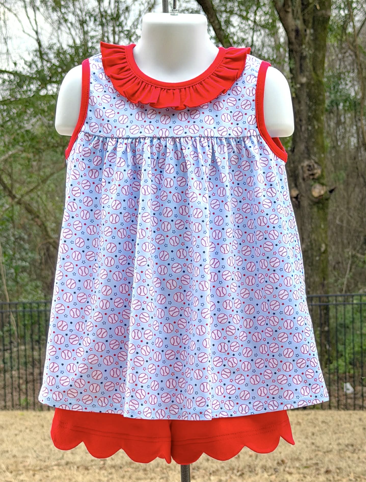 Red Baseball Lilly top Sleeveless