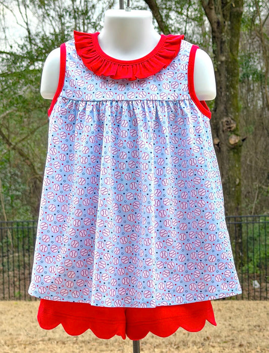 Red Baseball Lilly top Sleeveless