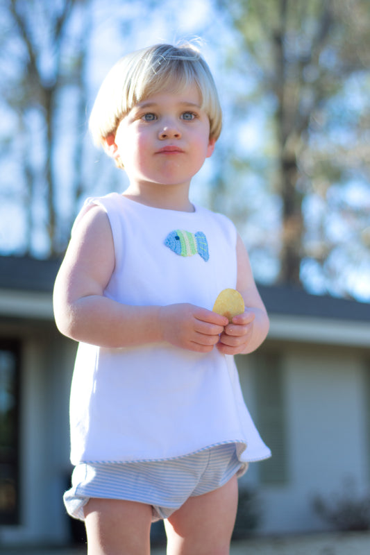 White Rhodes Top w/ Blue stripe pipe
