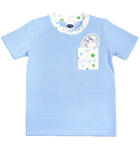 Cobalt stripes/ Turtles Pocket Shirt