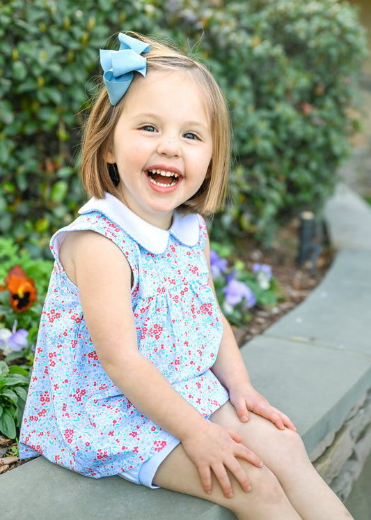 Blue Floral Sleeveless Diaper Top