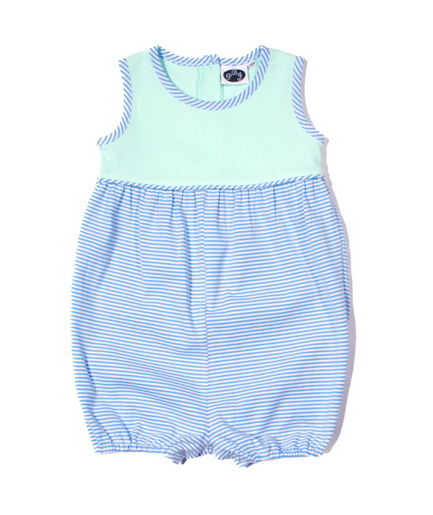 Mint Noah bubble with Cobalt Stripes