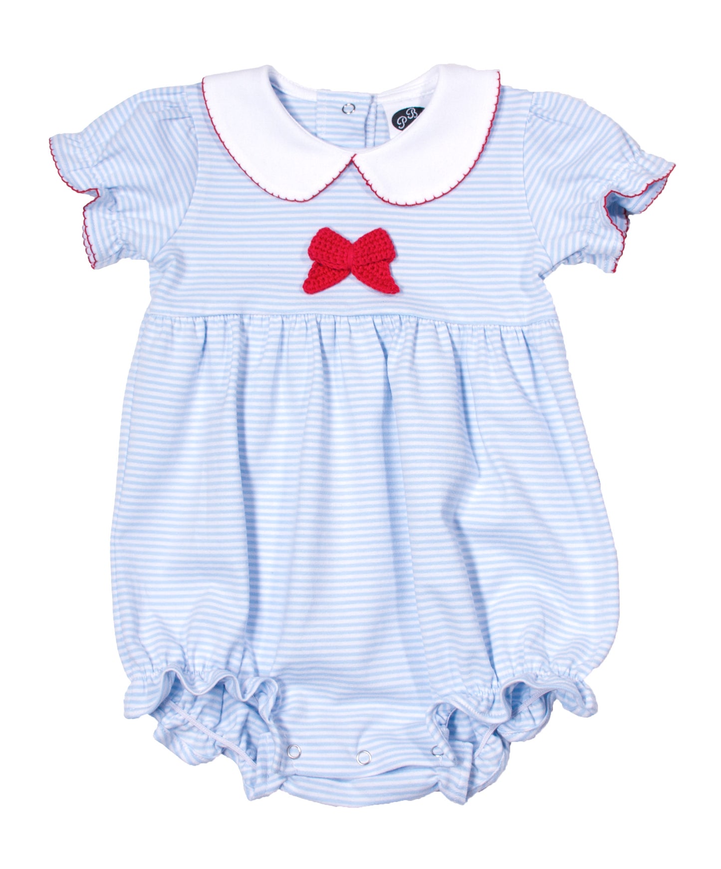 Blue stripes Clara bubble SS/ Red picot