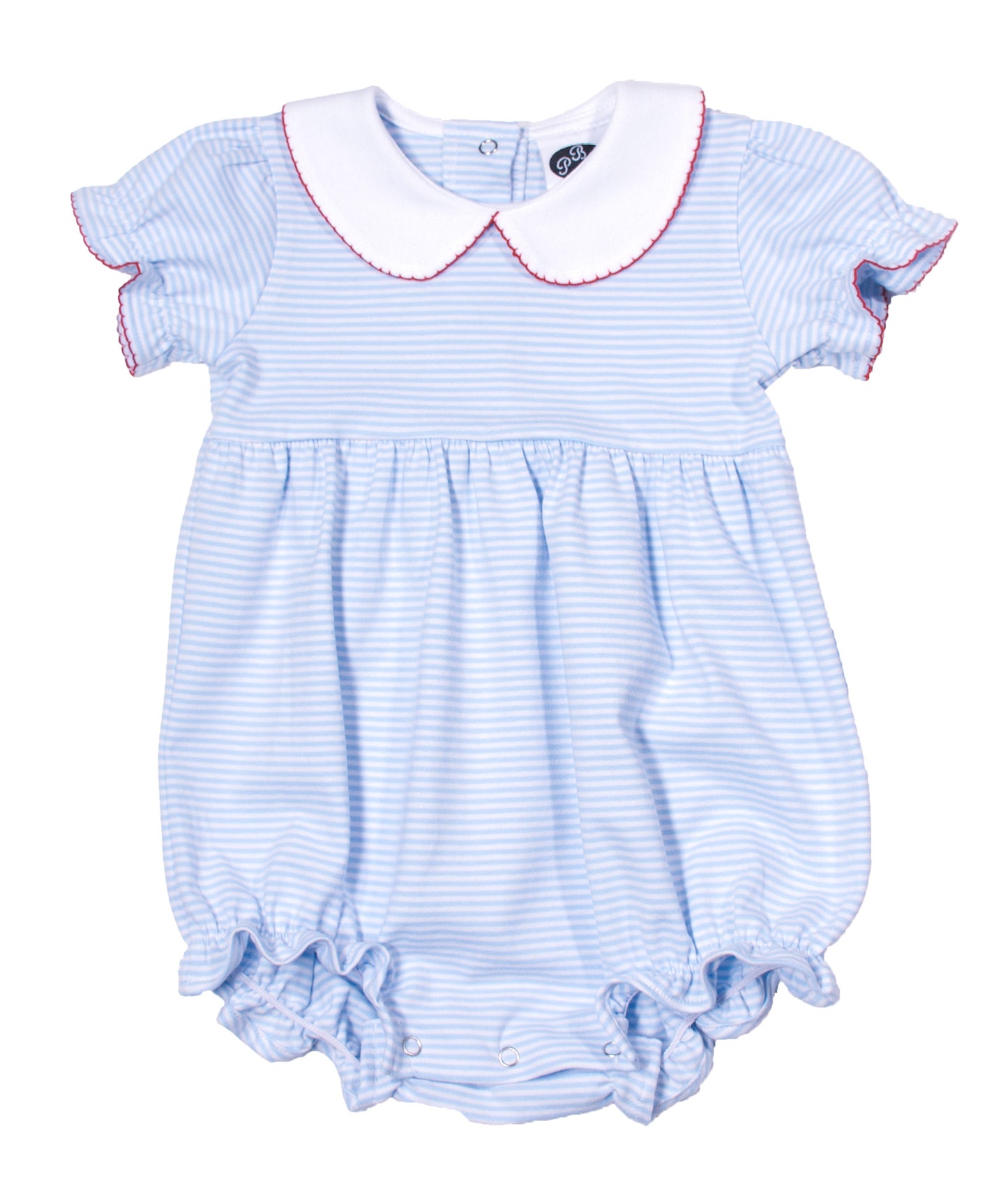 Blue stripes Clara bubble SS/ Red picot