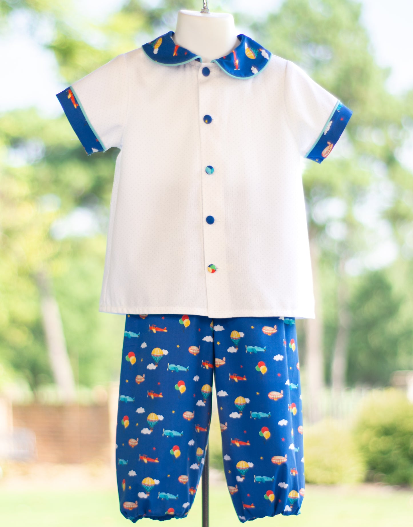 Blue bitty Aaron top/ airplane pant set 2T