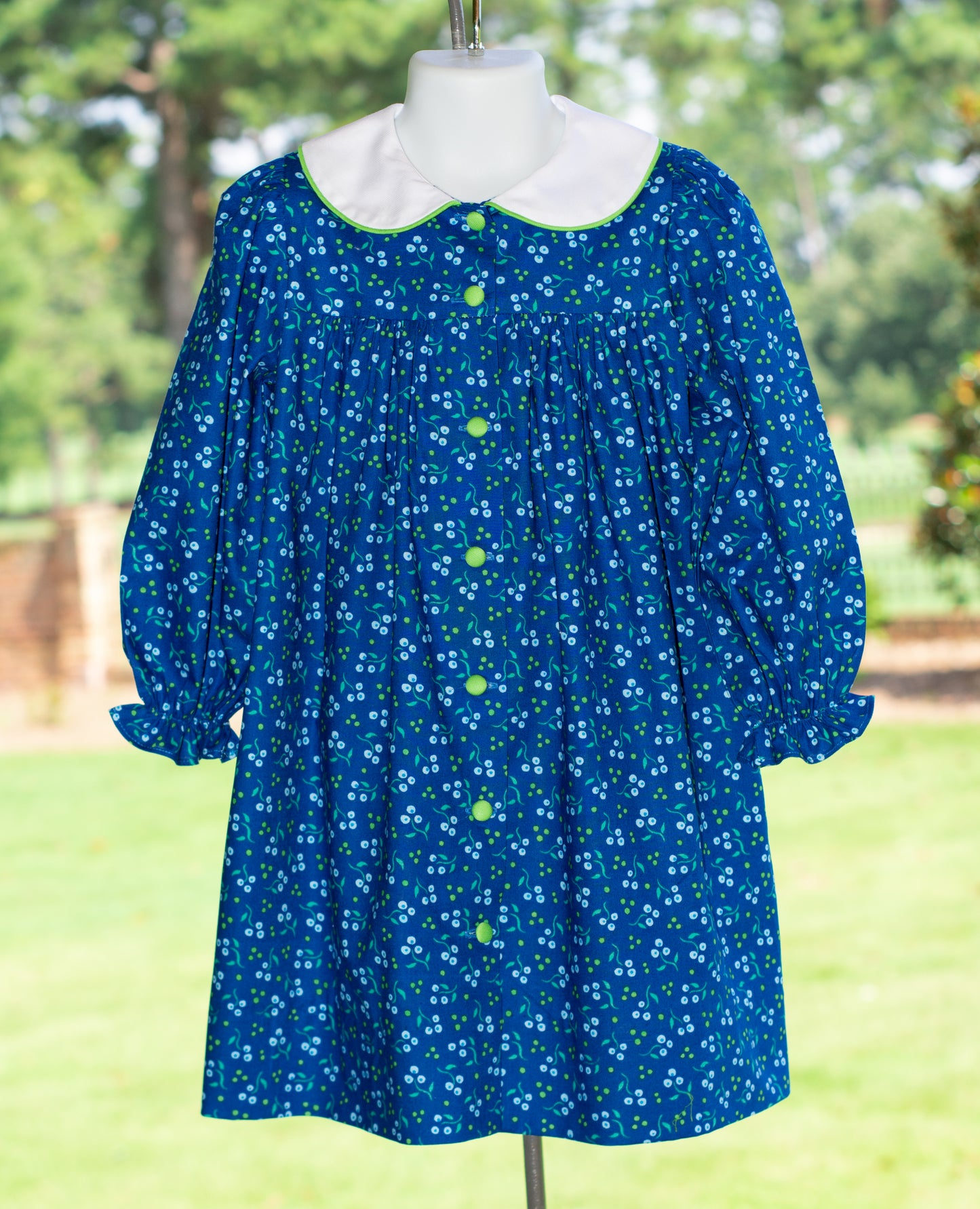 LS Blueberry Mary dress with covered buttons 4T