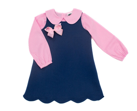 Quilted Navy Scallop Jumper