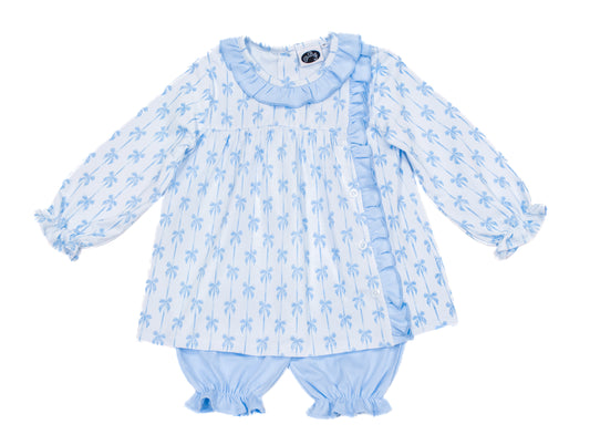 Side Ruffle Tunic Blue Bows
